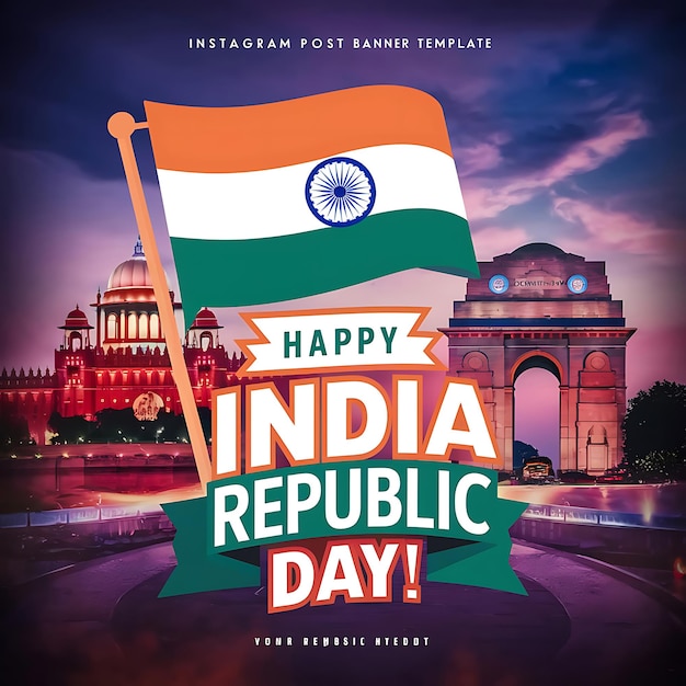 India republic day instagram post banner template ai generated design