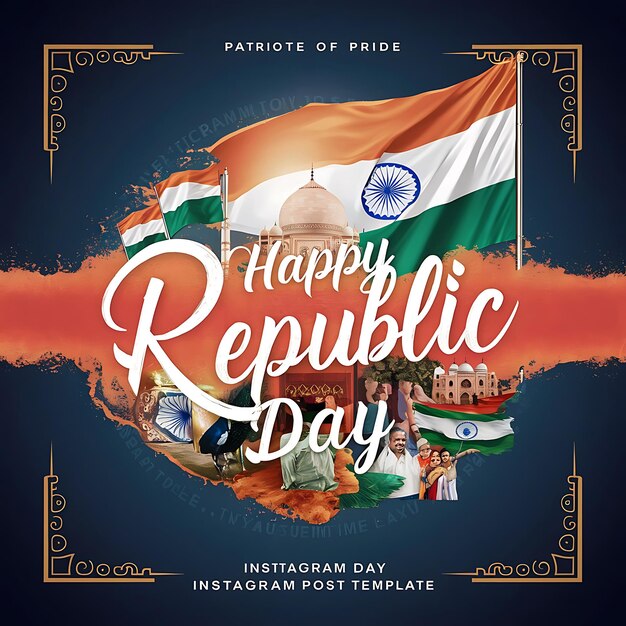 Photo india republic day instagram post banner template ai generated design