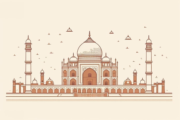 India travel web in linear style