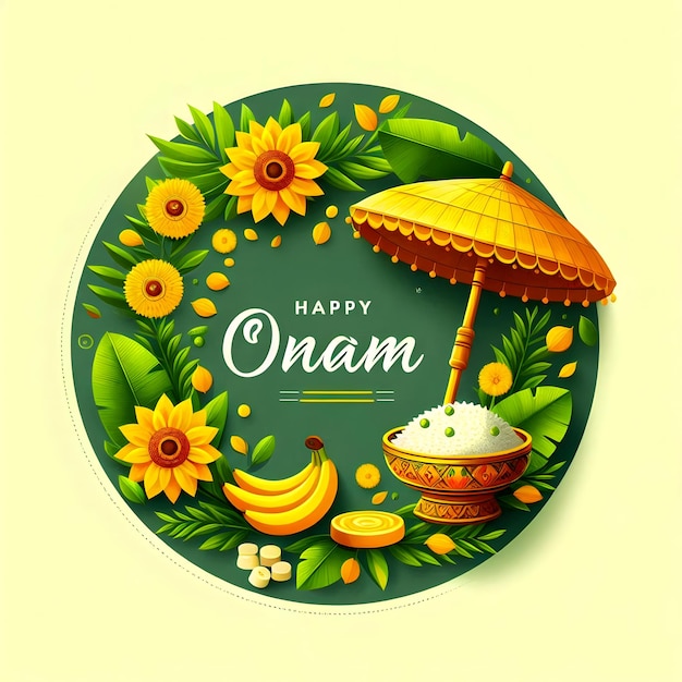 Photo indian advertisement and promotion background for happy onam festival of south india kerala