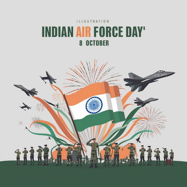 Indian Air Force Day Illustration