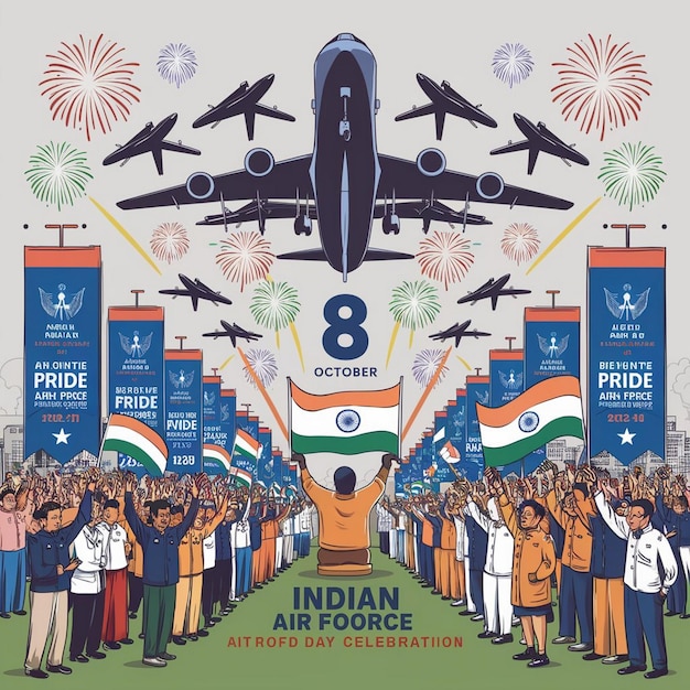 Indian Air Force Day Illustration