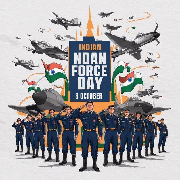 Indian Air Force Day Illustration