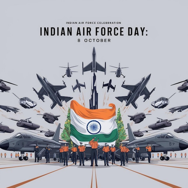 Indian Air Force Day Illustration