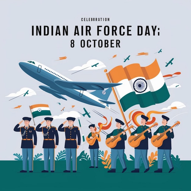 Indian Air Force Day Illustration