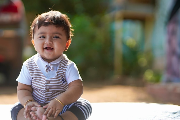 Indian baby girl smiling and giving expression