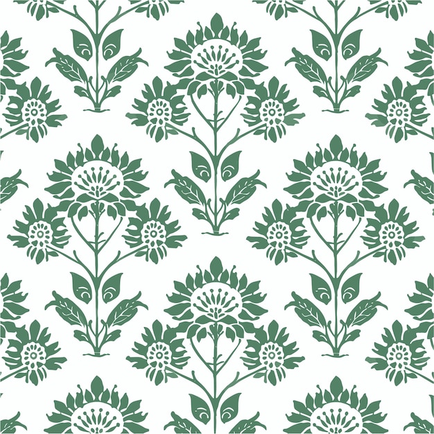 Photo indian blockprint seamless pattern in green and white