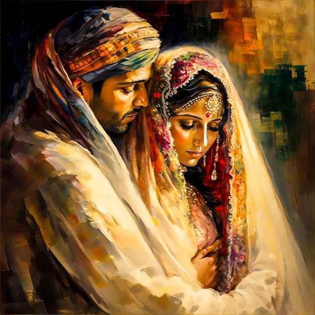 Indian bride groom man in love Painting Generative AI