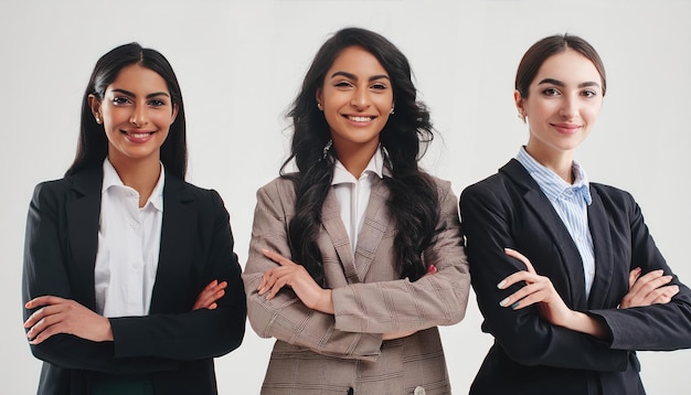 Indian businesswomen and partners demonstrating unity in photo