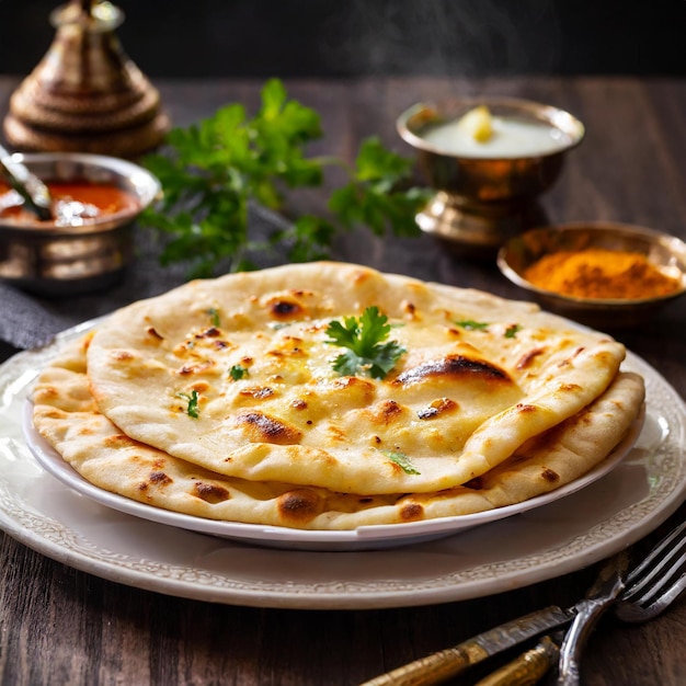 indian butter naan on plate