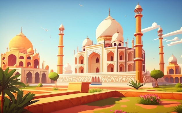 An indian cartoon background illustrations for kids cartoon style ai generated