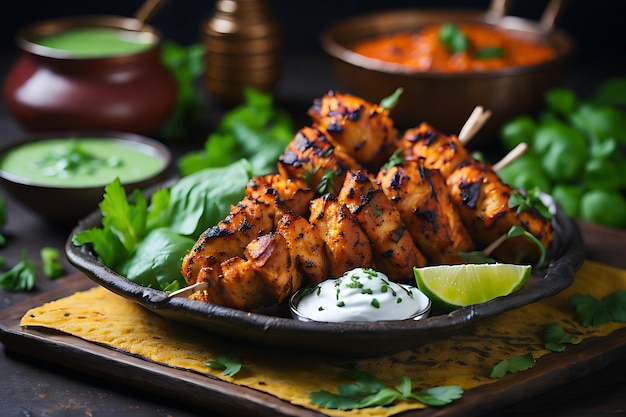 Indian chicken tikka kebabs