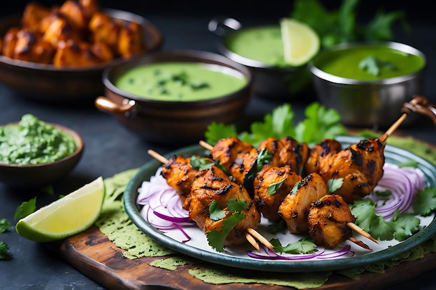 Indian chicken tikka kebabs