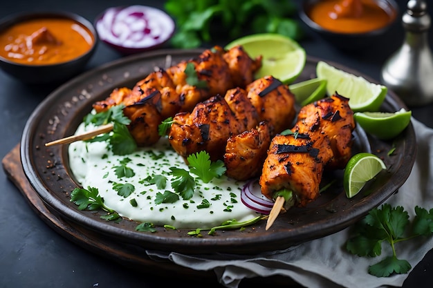 Indian chicken tikka kebabs