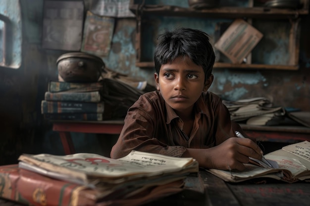 Indian collage boy in study