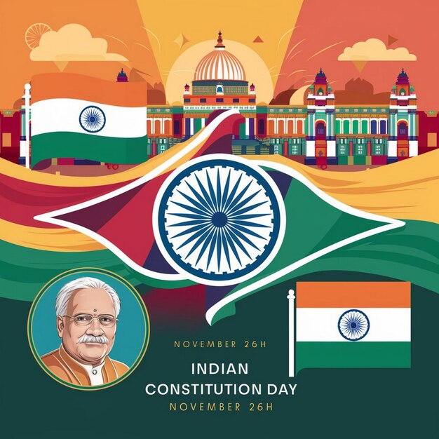 Photo indian constitution day design illustration