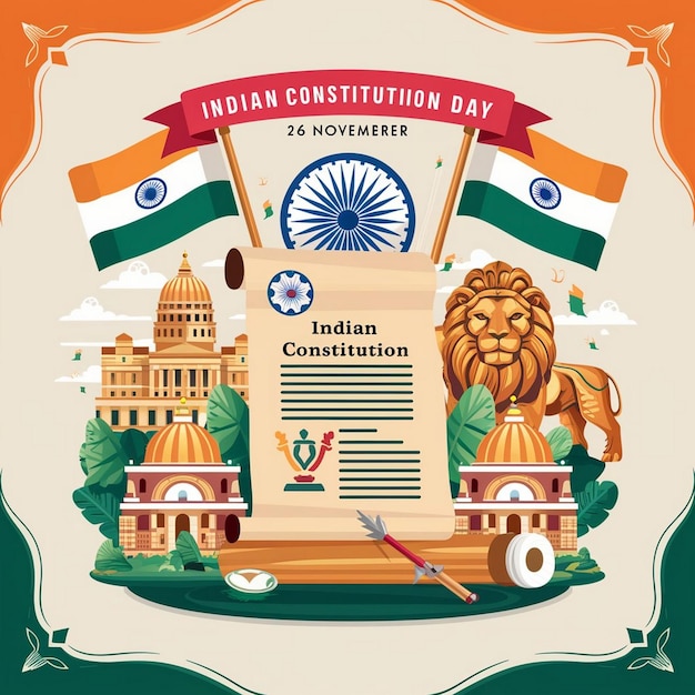 Photo indian constitution day design illustration