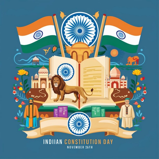 Photo indian constitution day design illustration