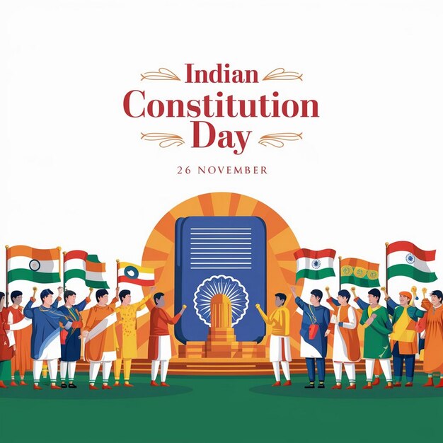 Photo indian constitution day design illustration