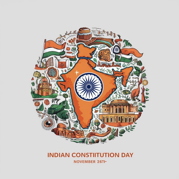 Photo indian constitution day design illustration