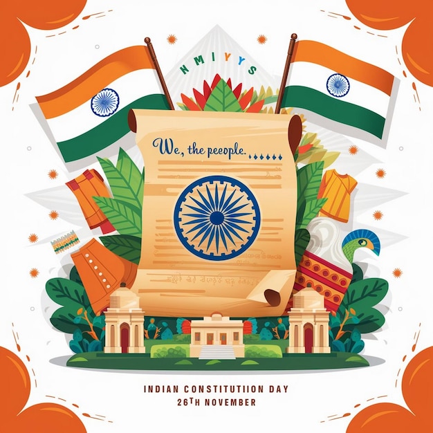 Photo indian constitution day design illustration