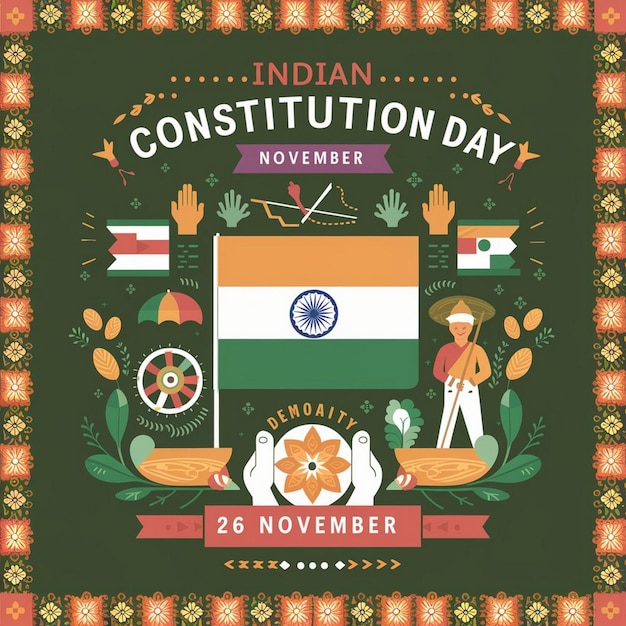 Photo indian constitution day design illustration