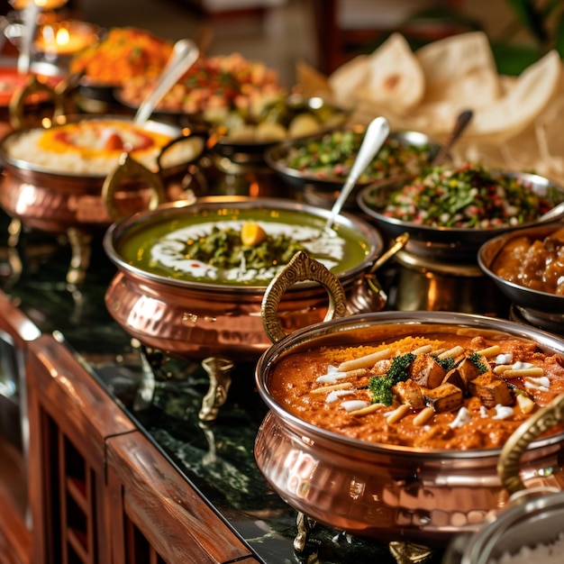 Indian Cuisine Buffet Table ai Generated