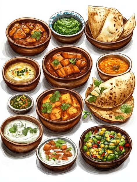 Photo indian cuisine a colorful spread of dishes