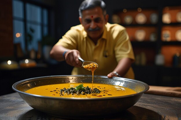 Photo indian dal tadka presented artistically