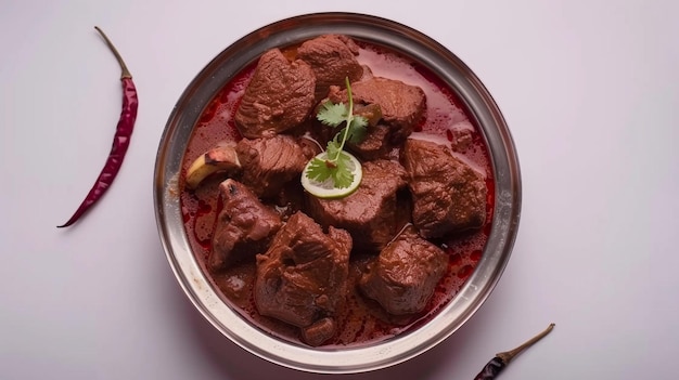 Photo indian delicious mutton curry meat served in a bowl