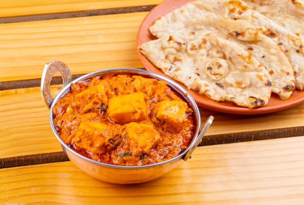 Indian Delicious Spicy Cuisine Paneer Toofani Served with Tandoori Roti