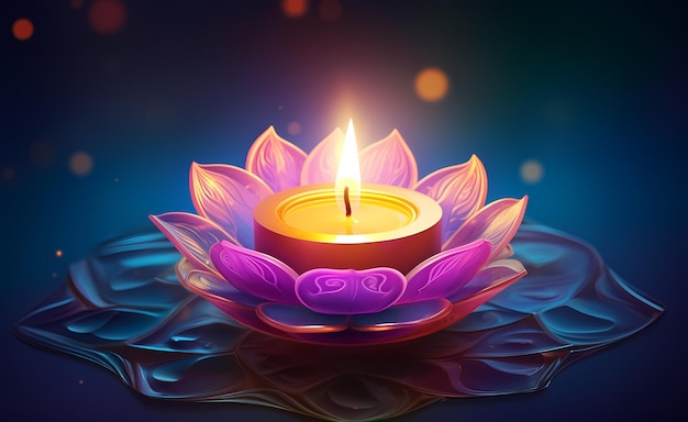 Indian Diwali Deepavali oil lamp candle vector illustration poster card banner background