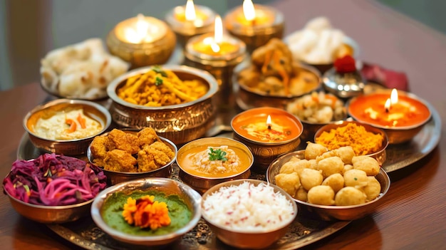 indian diwali food realistic background