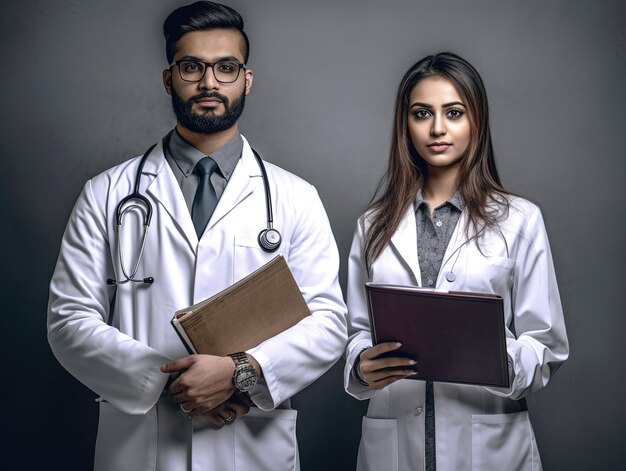 Indian doctors holding patient files