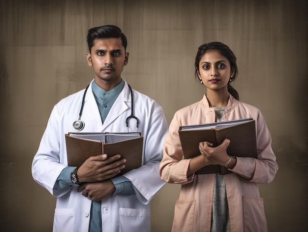 Indian doctors holding patient files