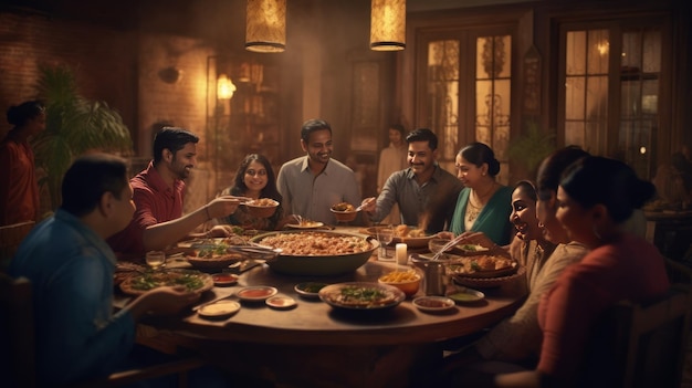 Indian Family on Dining Table