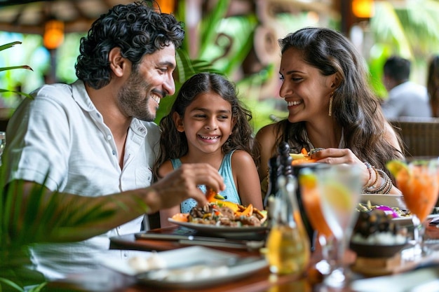 Indian family enjoying a snack