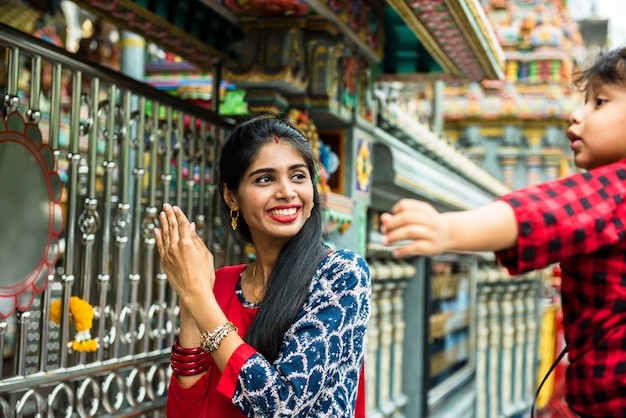 Indian family at the temple