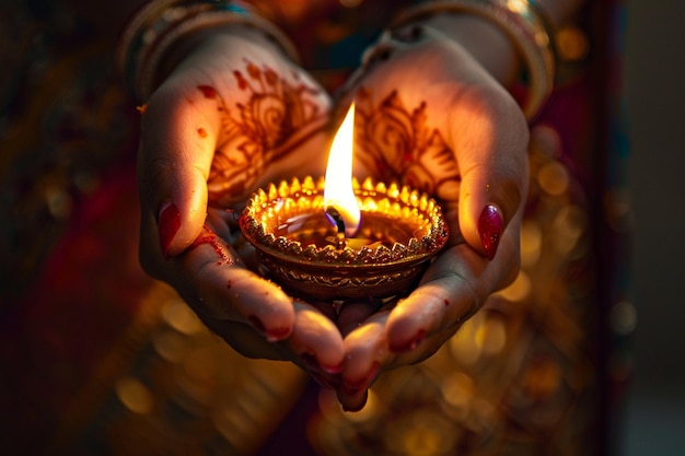 A Indian Festival Diwali lamp in hand