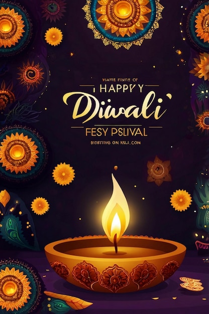 Indian festival happy diwali background design with diya lamp