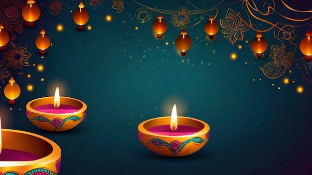 Indian festival happy diwali background design with diya lamp