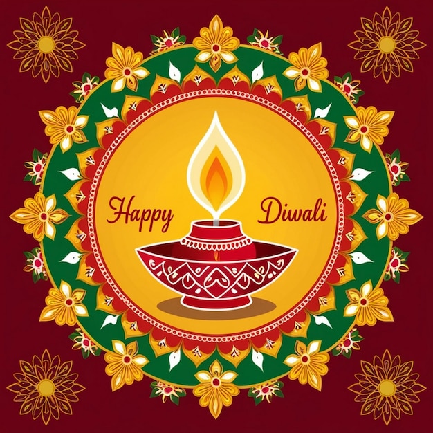 Photo indian festival happy diwali background design with indian rangoli