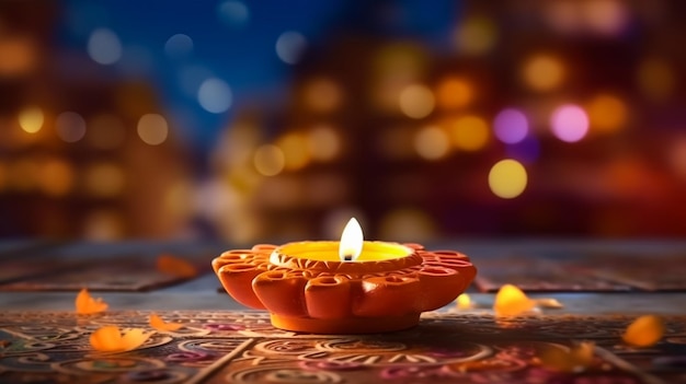 Indian festival Happy Diwali with Diwali props holiday Background with crackers Diwali celebration