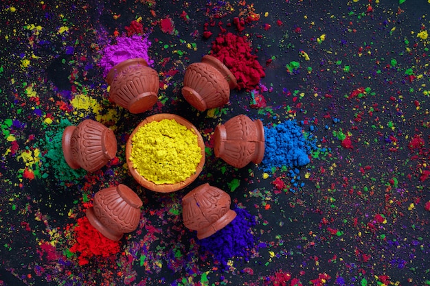 Indian Festival Holi,colors in bowl