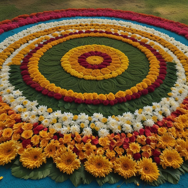 Indian festival Onam Pukkalam Indian floral decorations for the festival