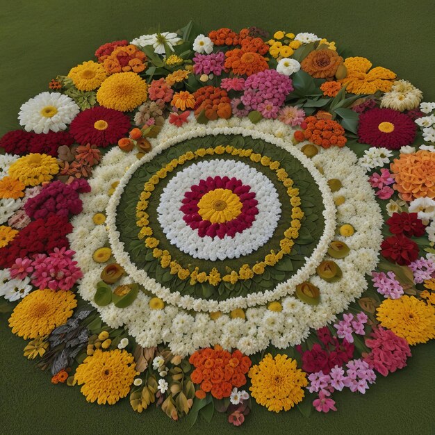 Indian festival Onam Pukkalam Indian floral decorations for the festival