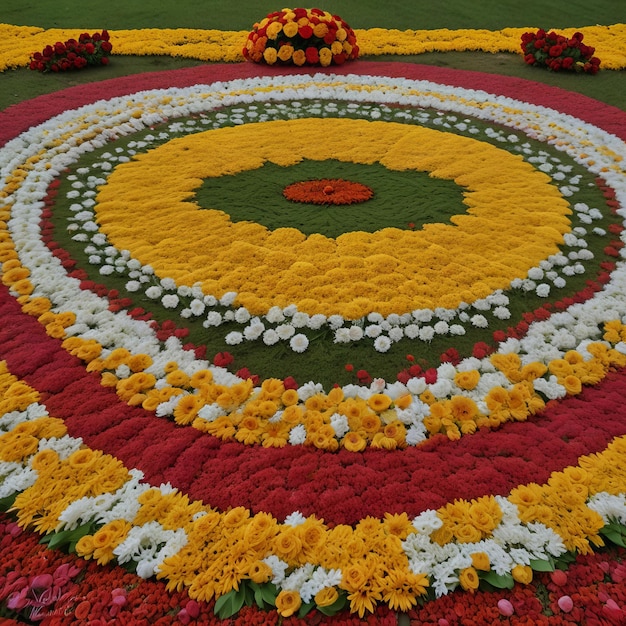 Indian festival Onam Pukkalam Indian floral decorations for the festival