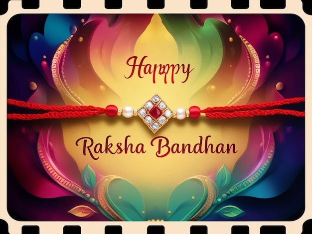 Indian festival raksha bandhan poster design with the word happy raksha bandhan