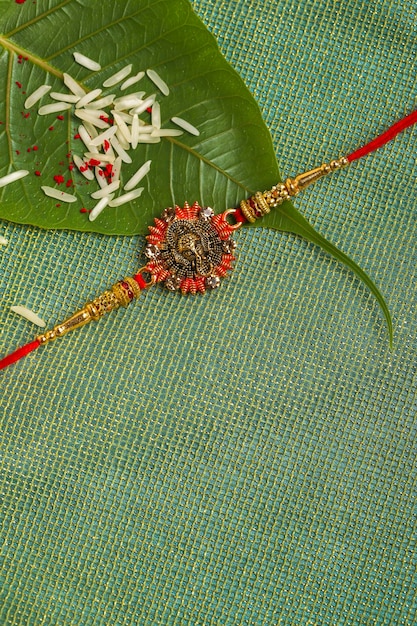 Indian festival Raksha Bandhan A traditional Indian wrist band which is a symbol of love between Brothers and Sisters