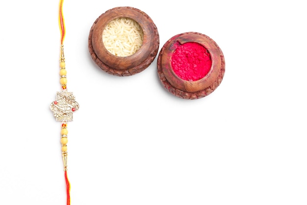 Indian festival Raksha Bandhan A traditional Indian wrist band on white background